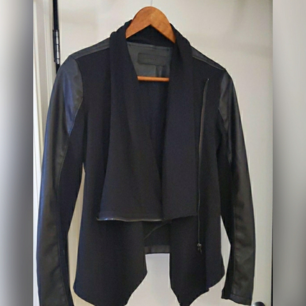 Women's faux leather & knit jacket